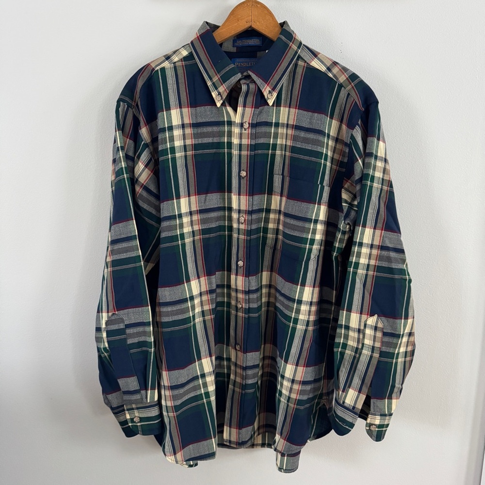 Vintage Pendleton Plaid Flannel Button Down - Lar… - image 1